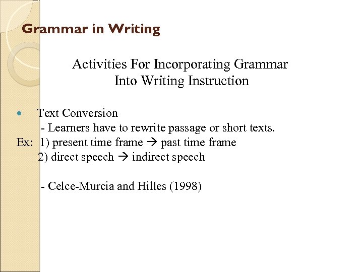 Grammar in Writing Activities For Incorporating Grammar Into Writing Instruction Text Conversion - Learners