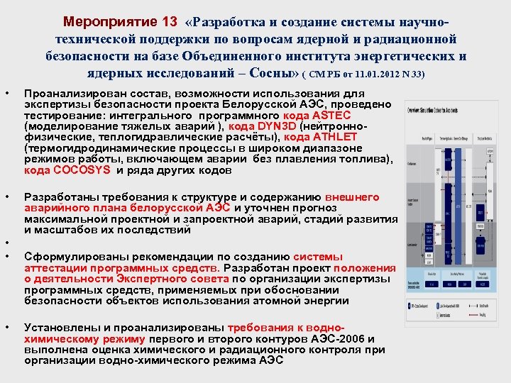 Мероприятие 13 «Разработка и создание системы научнотехнической поддержки по вопросам ядерной и радиационной безопасности