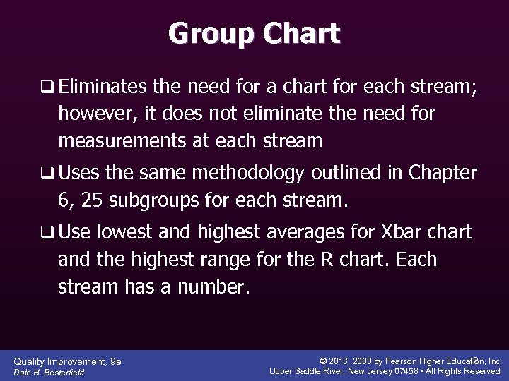 Group Chart q Eliminates the need for a chart for each stream; however, it