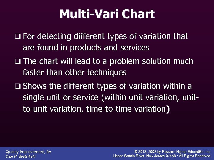 Multi-Vari Chart q For detecting different types of variation that are found in products