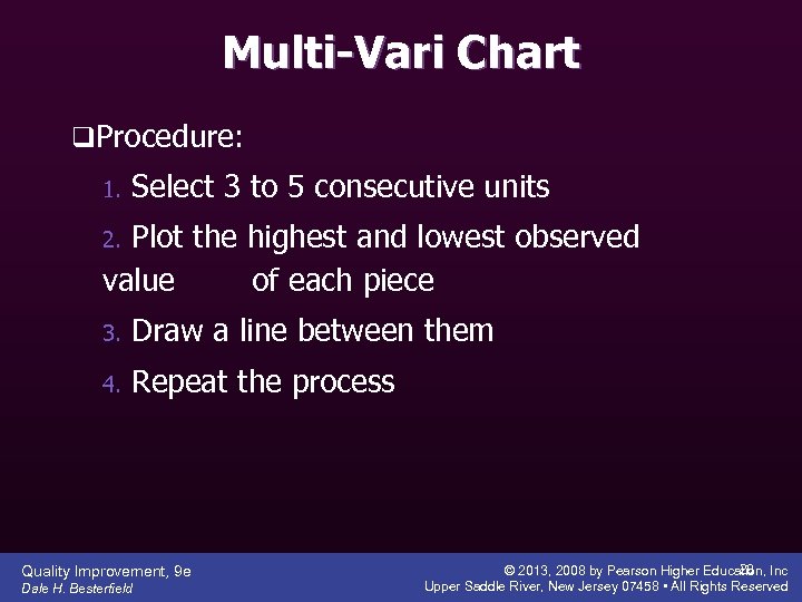 Multi-Vari Chart q. Procedure: 1. Select 3 to 5 consecutive units Plot the highest