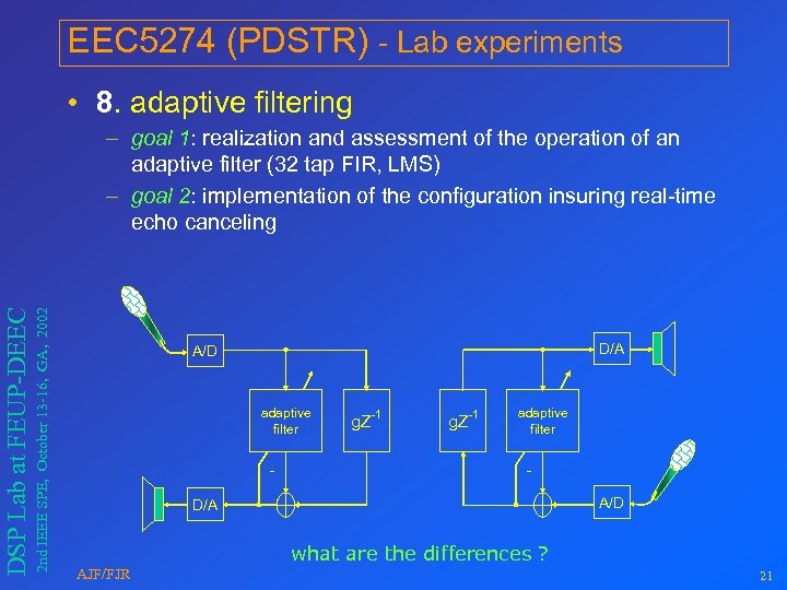 EEC 5274 (PDSTR) - Lab experiments • 8. adaptive filtering 2 nd IEEE SPE,