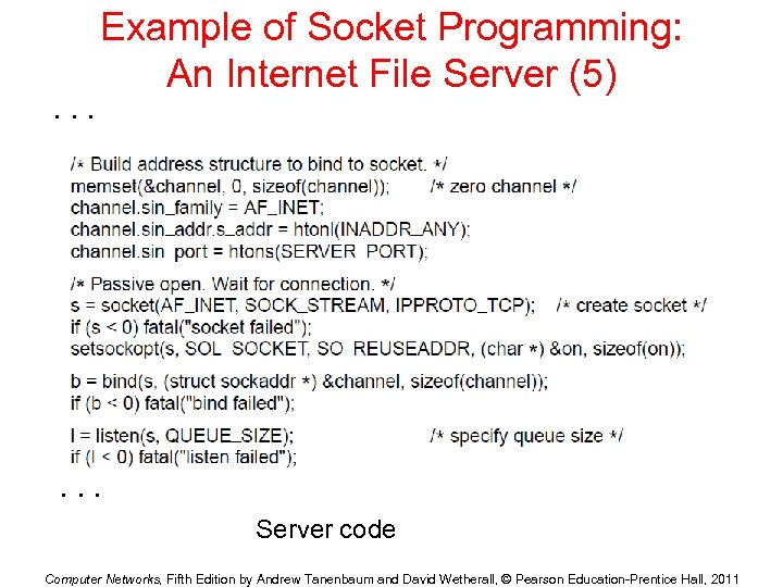 . . . Example of Socket Programming: An Internet File Server (5) . .