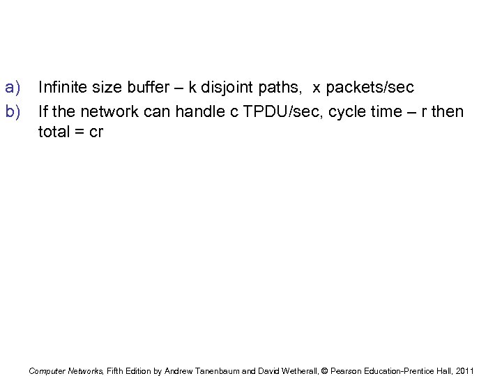 a) b) Infinite size buffer – k disjoint paths, x packets/sec If the network