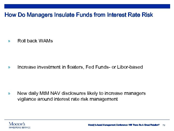 How Do Managers Insulate Funds from Interest Rate Risk » Roll back WAMs »