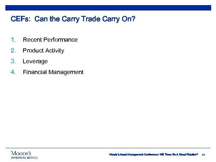 CEFs: Can the Carry Trade Carry On? 1. Recent Performance 2. Product Activity 3.