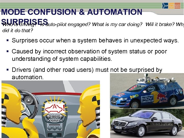 MODE CONFUSION & AUTOMATION SURPRISES Who is driving? Is auto-pilot engaged? What is my