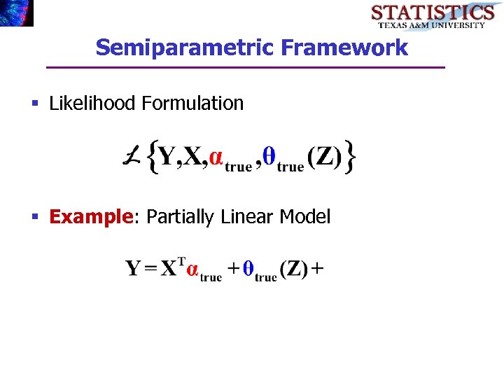 Semiparametric Framework § Likelihood Formulation § Example: Partially Linear Model 
