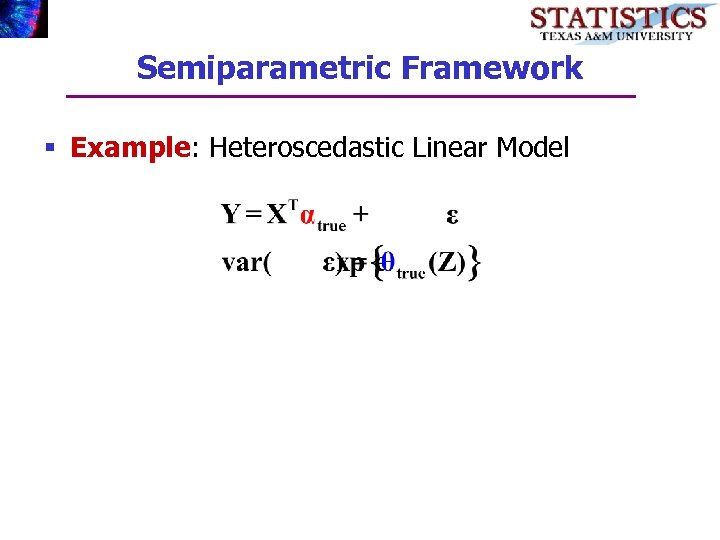 Semiparametric Framework § Example: Heteroscedastic Linear Model 