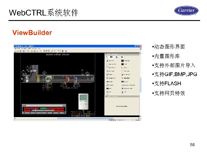 Web. CTRL系统软件 View. Builder • 动态图形界面 • 内置图形库 • 支持外部图片导入 • 支持GIF, BMP, JPG