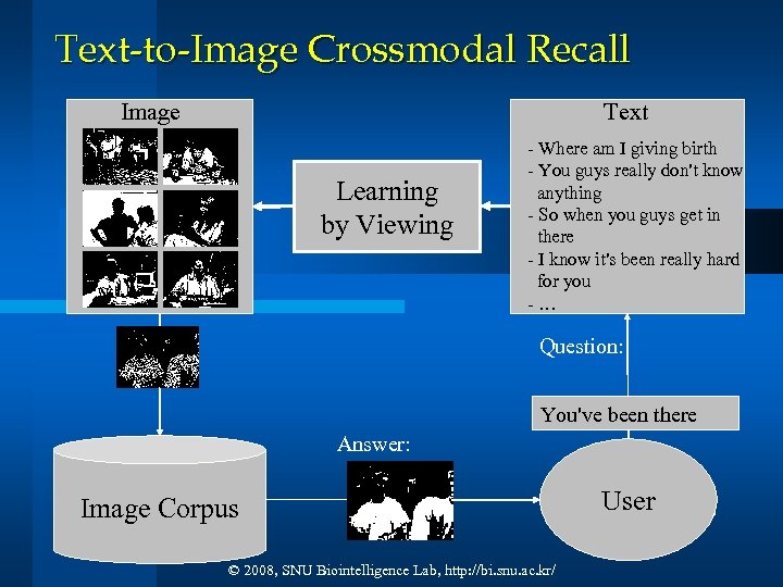 Text-to-Image Crossmodal Recall Text Image Learning by Viewing - Where am I giving birth