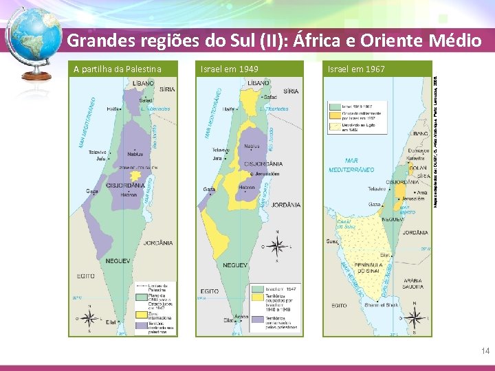 Grandes regiões do Sul (II): África e Oriente Médio Israel em 1949 Israel em