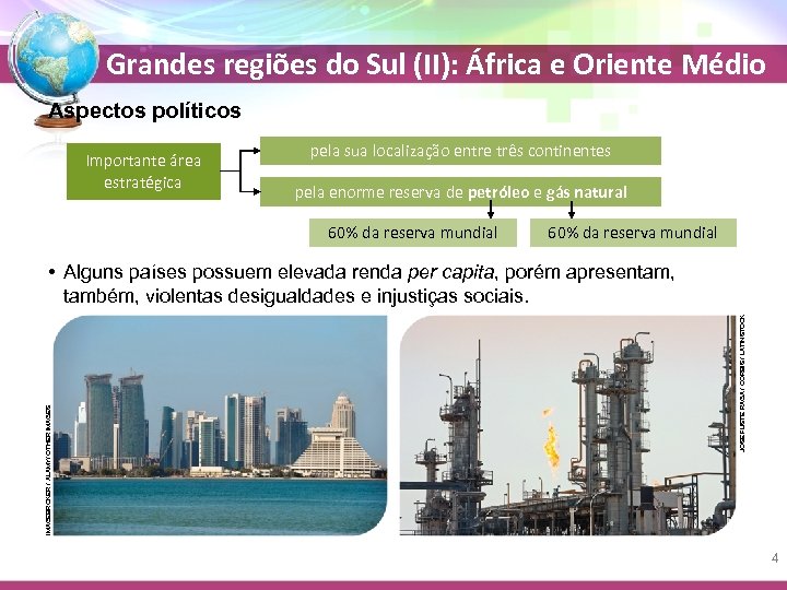 Grandes regiões do Sul (II): África e Oriente Médio Aspectos políticos Importante área estratégica