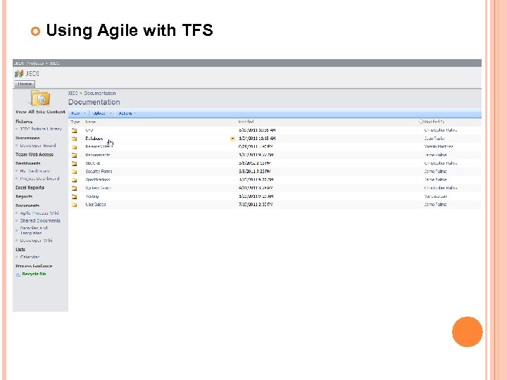  Using Agile with TFS 
