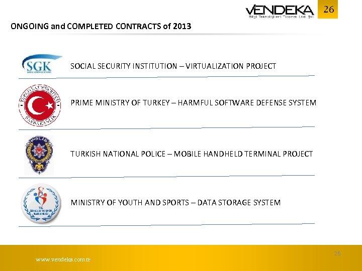 26 ONGOING and COMPLETED CONTRACTS of 2013 SOCIAL SECURITY INSTITUTION – VIRTUALIZATION PROJECT PRIME