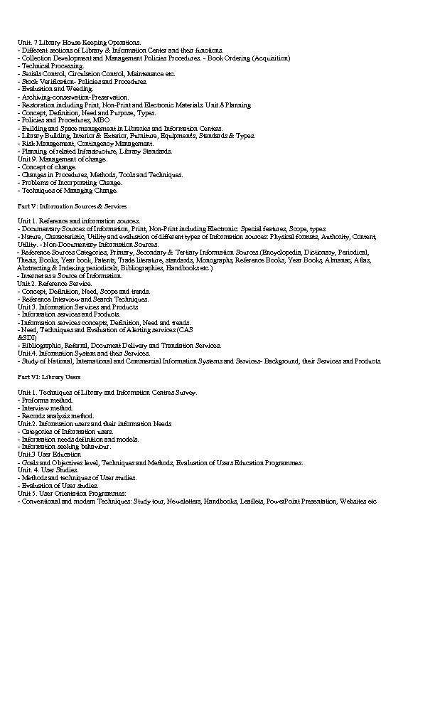 Unit. 7 Library House Keeping Operations. - Different sections of Library & Information Center