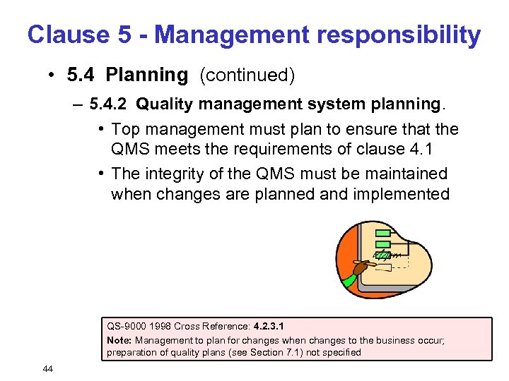 Clause 5 - Management responsibility • 5. 4 Planning (continued) – 5. 4. 2
