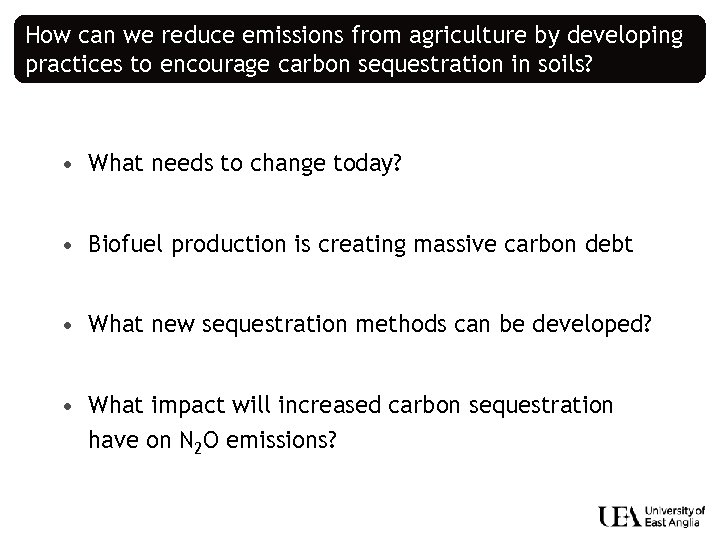 How can we reduce emissions from agriculture by developing practices to encourage carbon sequestration