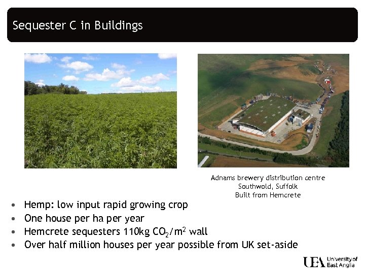 Sequester C in Buildings • • Adnams brewery distribution centre Southwold, Suffolk Built from