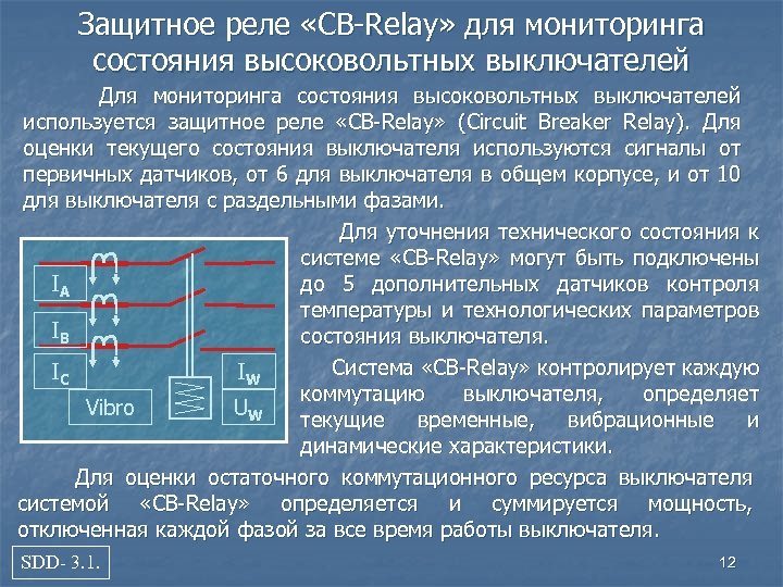 Защитное реле «CB-Relay» для мониторинга состояния высоковольтных выключателей Для мониторинга состояния высоковольтных выключателей используется