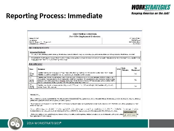 Reporting Process: Immediate 2014 WORKSTRATEGIES® 