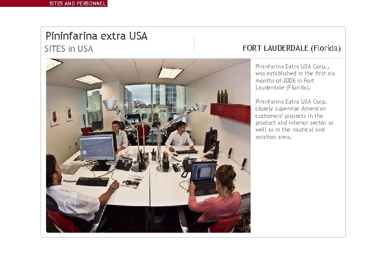 SITES AND PERSONNEL Pininfarina extra USA SITES in USA FORT LAUDERDALE (Florida) Pininfarina Extra