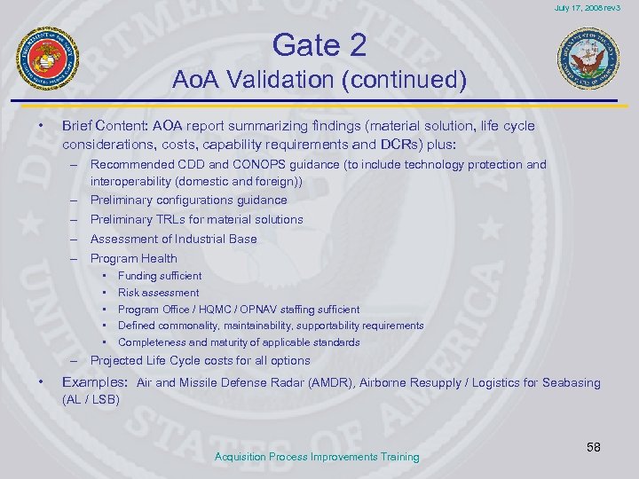 July 17, 2008 rev 3 Gate 2 Ao. A Validation (continued) • Brief Content:
