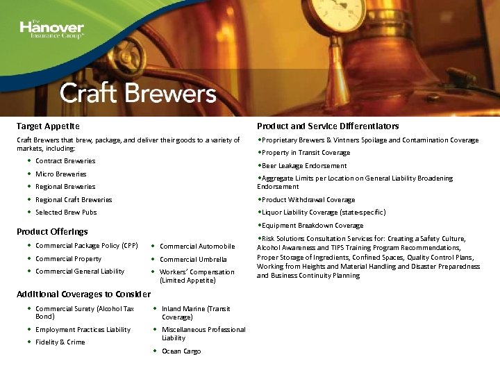 Target Appetite Craft Brewers that brew, package, and deliver their goods to a variety