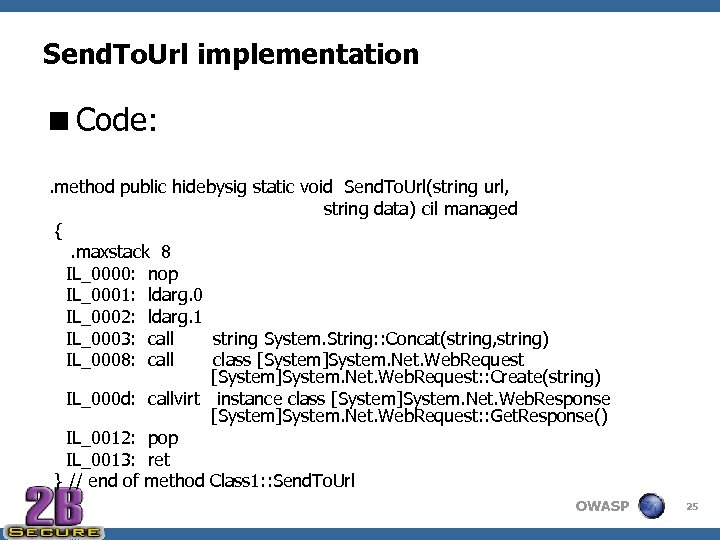 Send. To. Url implementation <Code: . method public hidebysig static void Send. To. Url(string