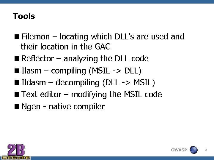 Tools <Filemon – locating which DLL’s are used and their location in the GAC