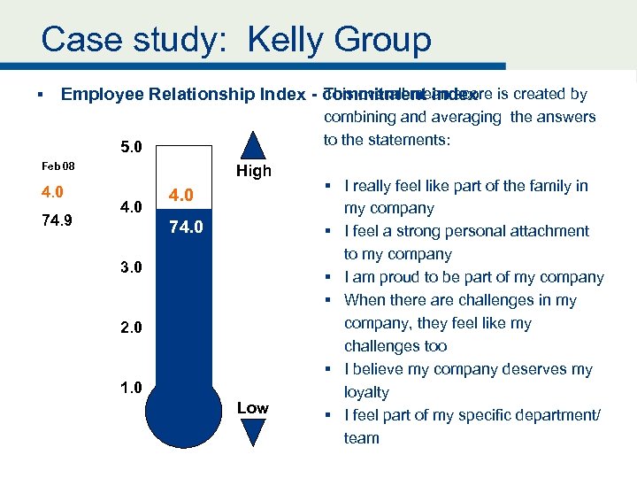 Case study: Kelly Group § This overall mean score is created by Employee Relationship