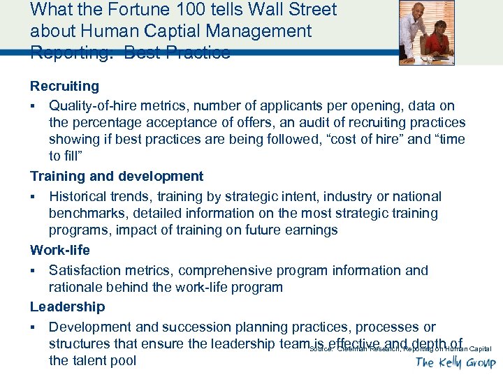 What the Fortune 100 tells Wall Street about Human Captial Management Reporting: Best Practice