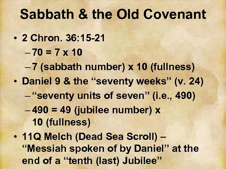 Sabbath & the Old Covenant • 2 Chron. 36: 15 -21 – 70 =