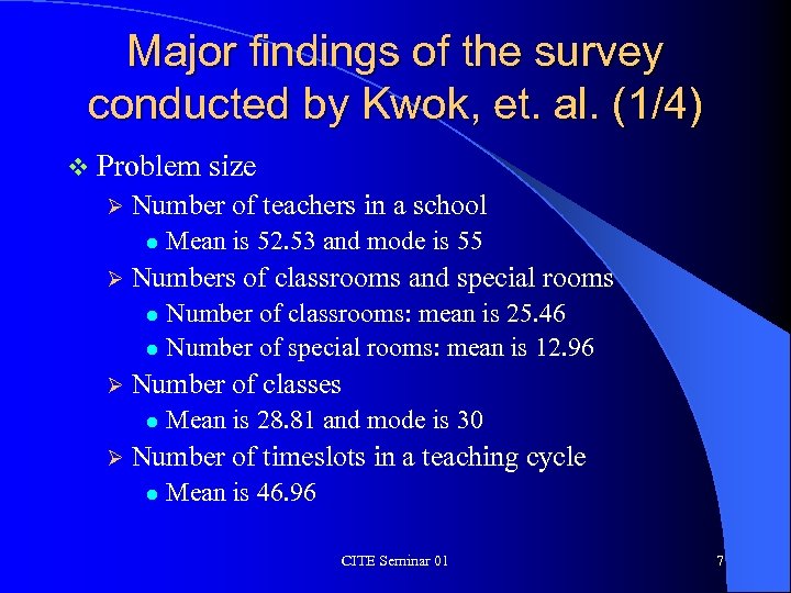 Major findings of the survey conducted by Kwok, et. al. (1/4) v Problem Ø