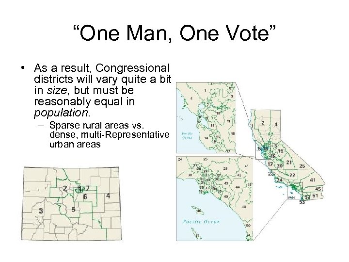 “One Man, One Vote” • As a result, Congressional districts will vary quite a