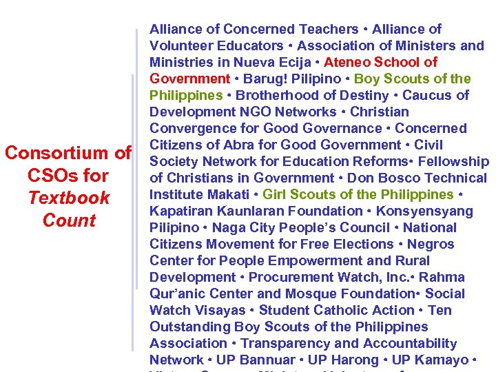 Consortium of CSOs for Textbook Count Alliance of Concerned Teachers Alliance of Volunteer Educators