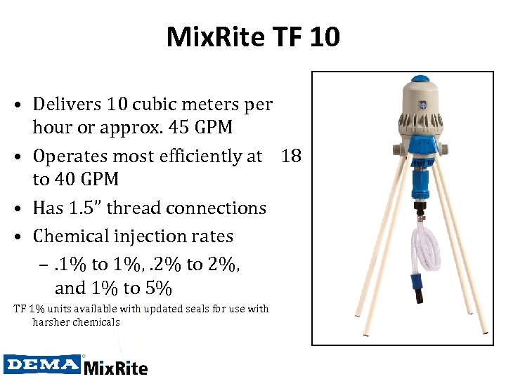 Mix. Rite TF 10 • Delivers 10 cubic meters per hour or approx. 45
