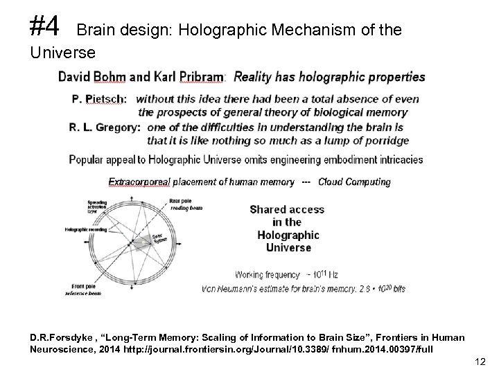 #4 Brain design: Holographic Mechanism of the Universe D. R. Forsdyke , “Long-Term Memory: