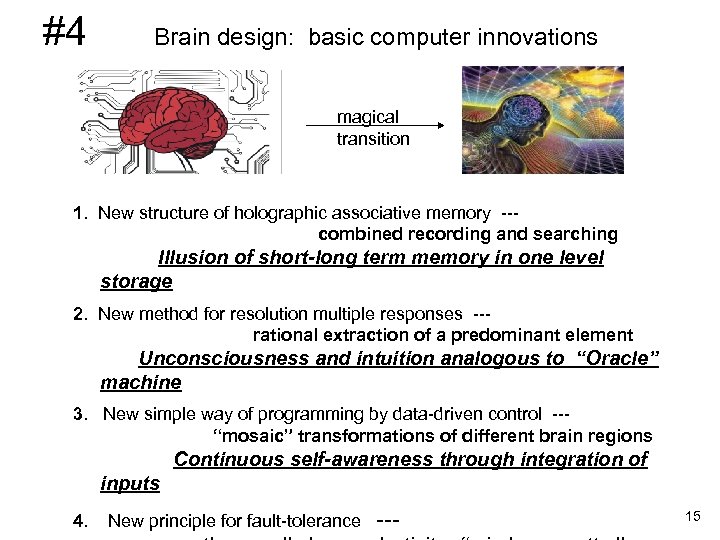 #4 Brain design: basic computer innovations magical transition 1. New structure of holographic associative