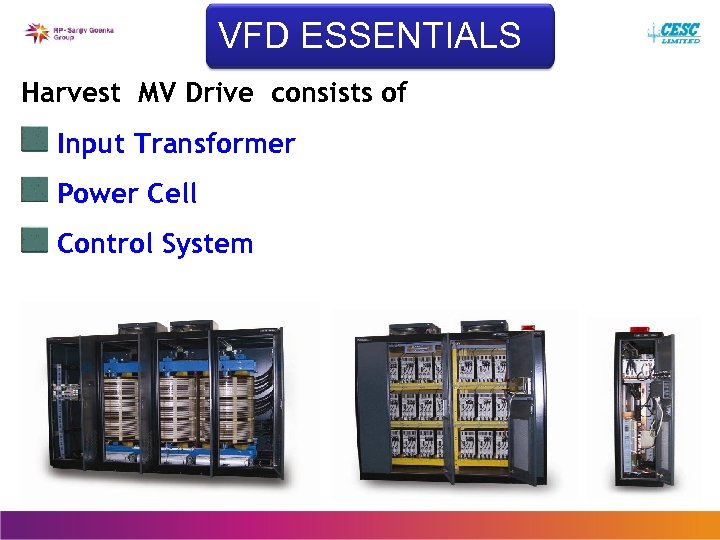 VFD ESSENTIALS Harvest MV Drive consists of Input Transformer Power Cell Control System 