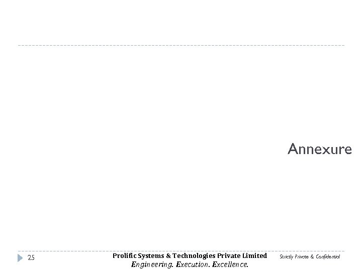 Annexure 25 Prolific Systems & Technologies Private Limited Engineering. Execution. Excellence. Strictly Private &