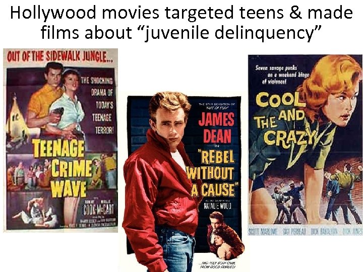 Hollywood movies targeted teens & made films about “juvenile delinquency” 