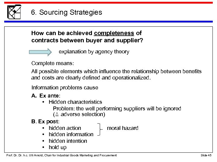 6. Sourcing Strategies How can be achieved completeness of contracts between buyer and supplier?