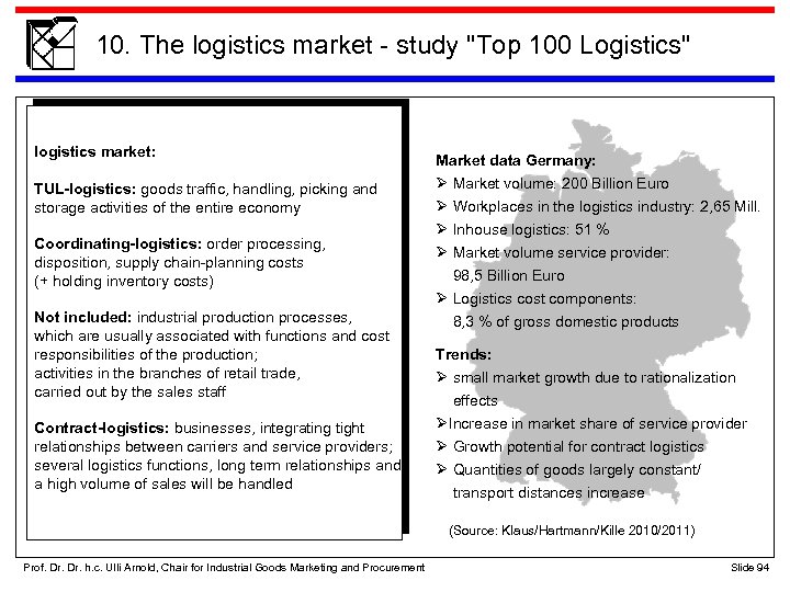 10. The logistics market - study "Top 100 Logistics" logistics market: TUL-logistics: goods traffic,