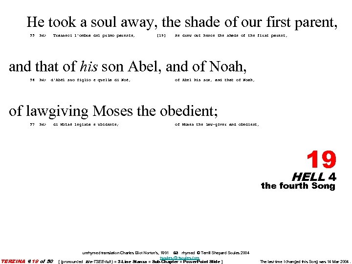 He took a soul away, the shade of our first parent, 55 h 4>