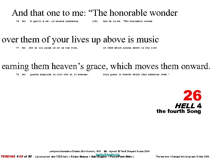 And that one to me: “The honorable wonder 76 h 4> E quelli a