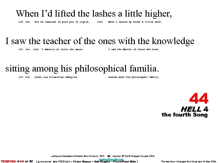 When I’d lifted the lashes a little higher, 130 h 4> Poi ch'innalzai un