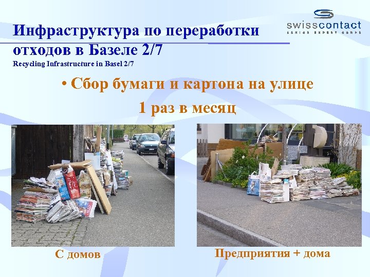 Инфраструктура по переработки отходов в Базеле 2/7 Recycling Infrastructure in Basel 2/7 • Сбор