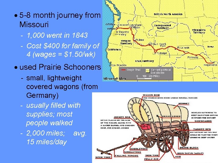 · 5 -8 month journey from Missouri - 1, 000 went in 1843 -
