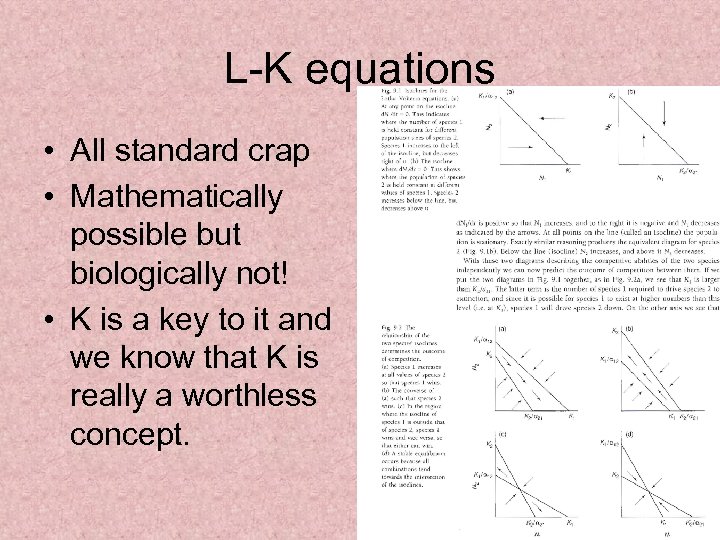 L-K equations • All standard crap • Mathematically possible but biologically not! • K